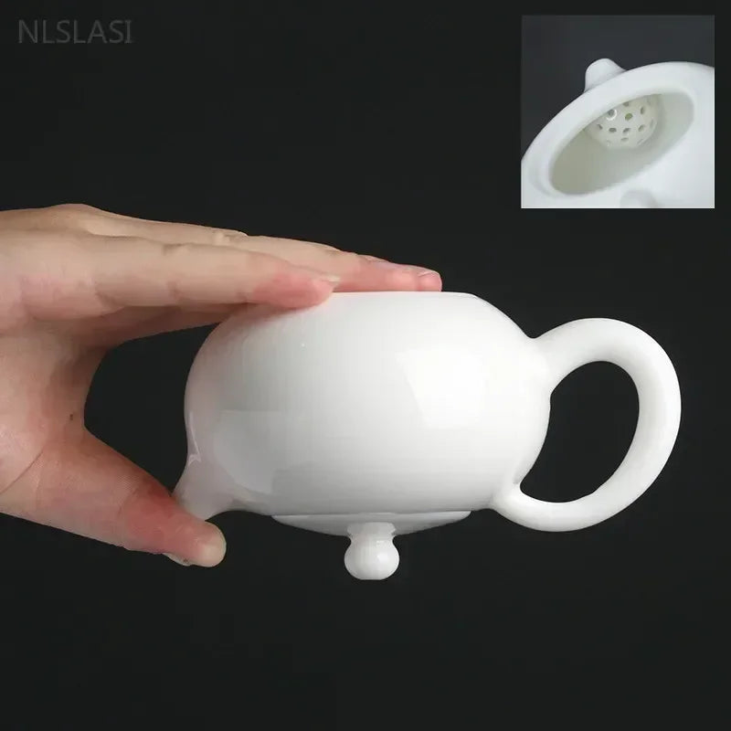 Théière Xishi en céramique Dehua 210ml - Service à thé portable fait main