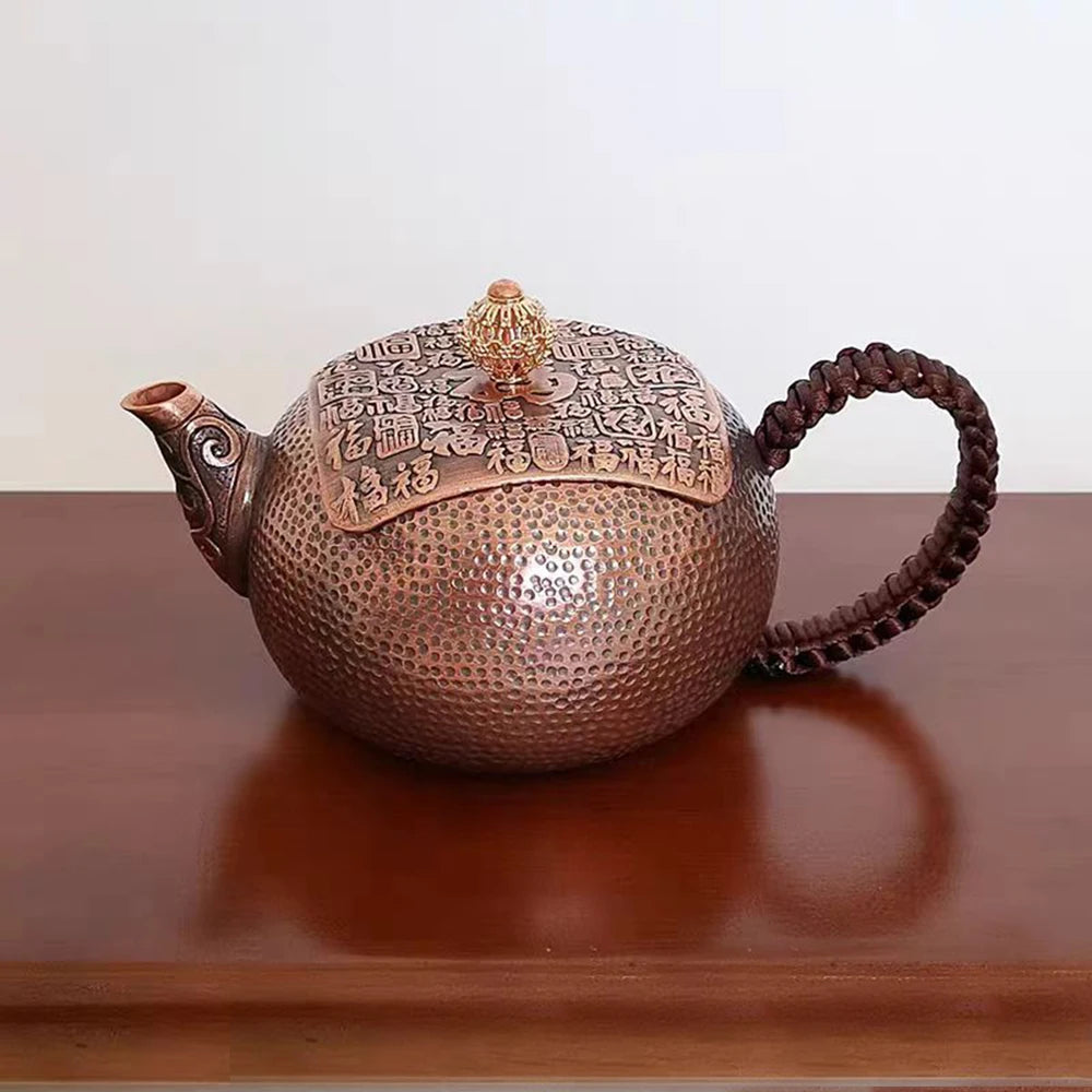 Bouilloire Artisanale en Cuivre - Théière Vintage pour Service à Thé Kung Fu