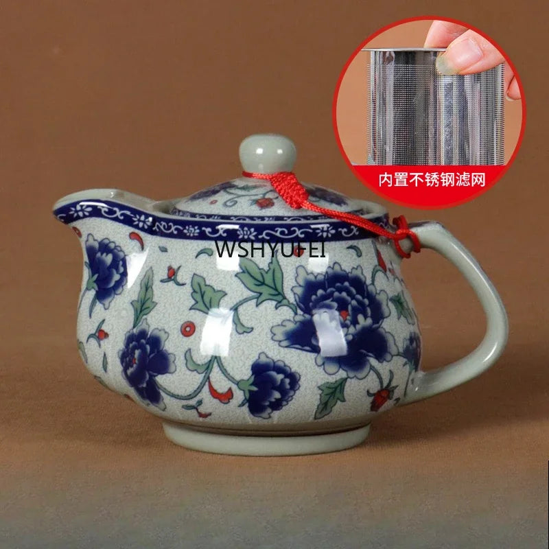 Grande Théière en Céramique Bleue et Blanche Jingdezhen - 260ml à 1000ml