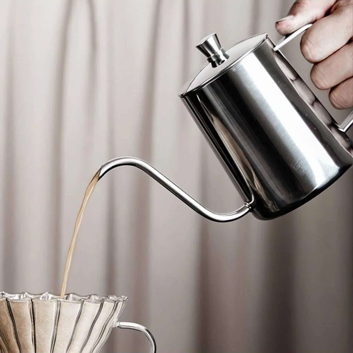 Bouilloire Col de Cygne 350ml Inox - Idéale pour Barista Maison & Café Goutte à Goutte