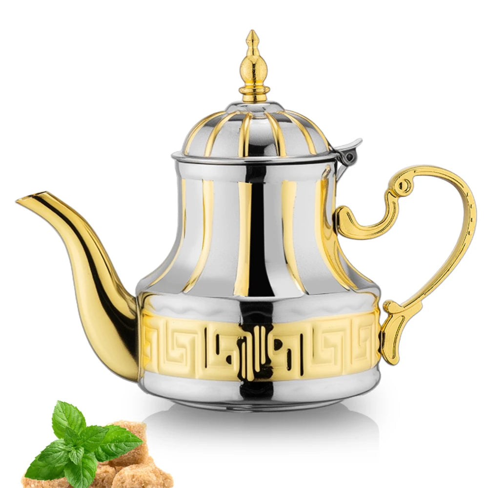 Théière Arabe 800ml en Acier Inoxydable - Style Ethnique pour Maison & Hôtel