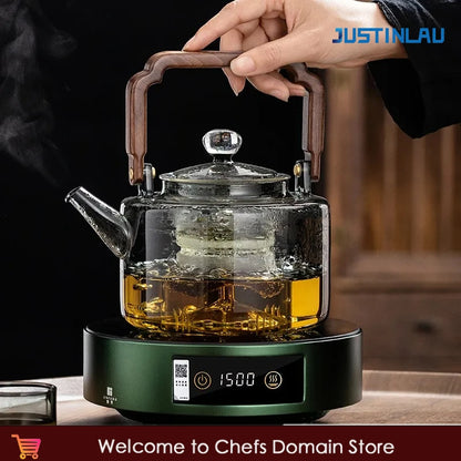Théière en Verre 1300ML JUSTINLAU avec Infuseur et Bouilloire - Idéale pour Service Kung Fu et Poêle Électrique