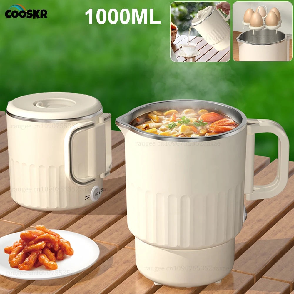 Bouilloire Électrique Portable 1000ml en Acier Inoxydable - Idéale Maison, Bureau, Voyage