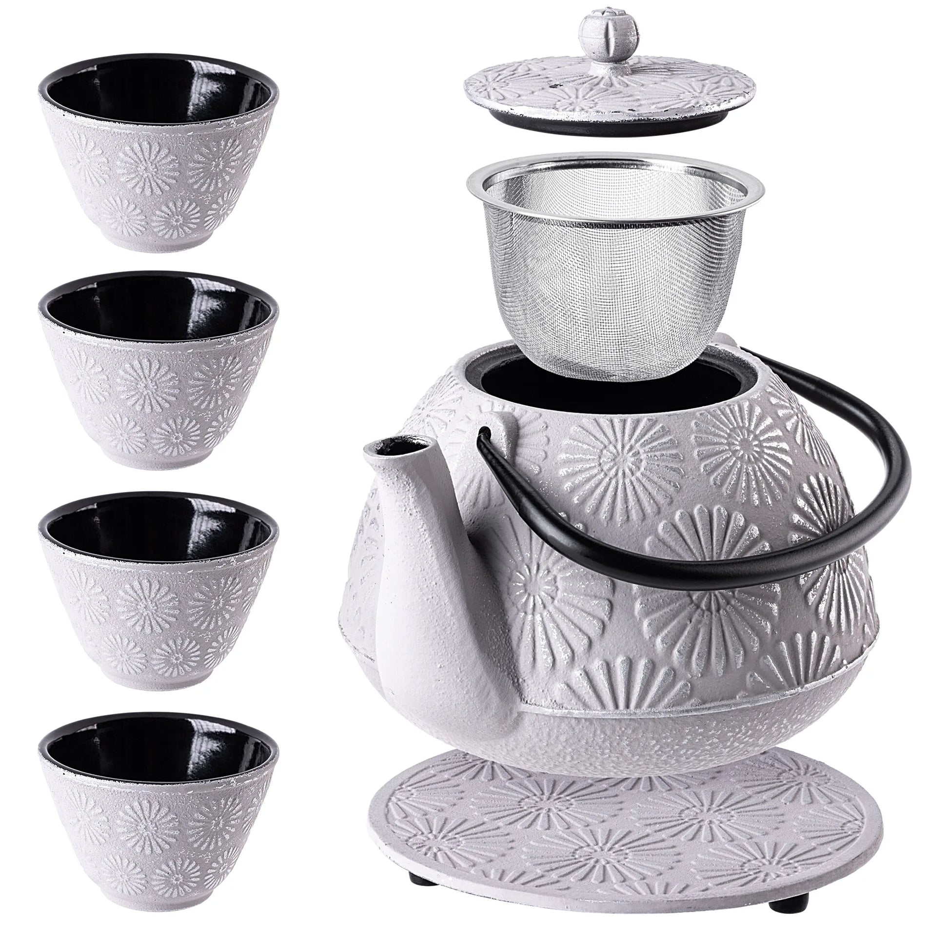 Bouilloire KADAX en Fonte Blanche avec Infuseur - Design Champignons