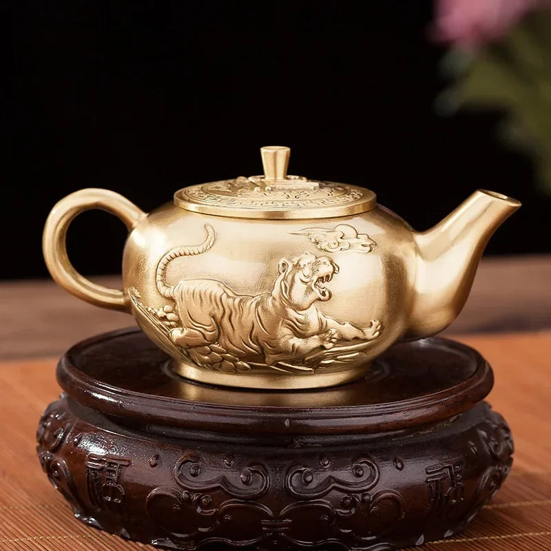 Théière en Laiton "Tiger and Lifestyle" - Élégante Décoration pour la Maison