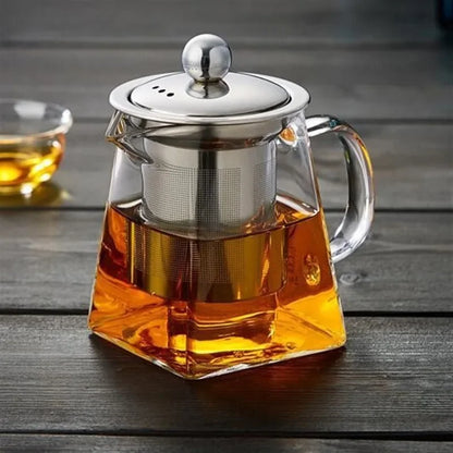 Théière en Verre Élégante avec Infuseur Intégré - Idéale pour le Service à Thé à la Maison