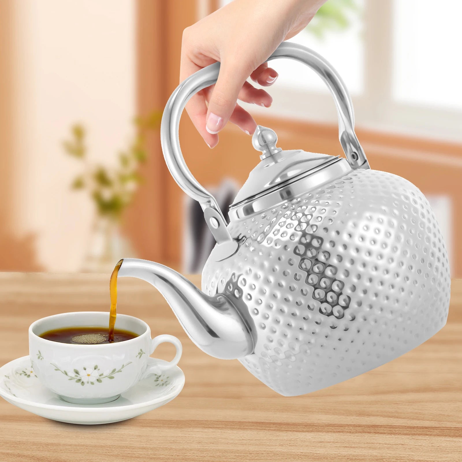 Théière Sphérique Inox 2L avec Filtre - Idéale Maison & Camping