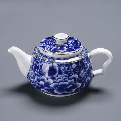 Théière en Porcelaine Bleue et Blanche Jingdezhen - Service à Thé Kung Fu Chinois