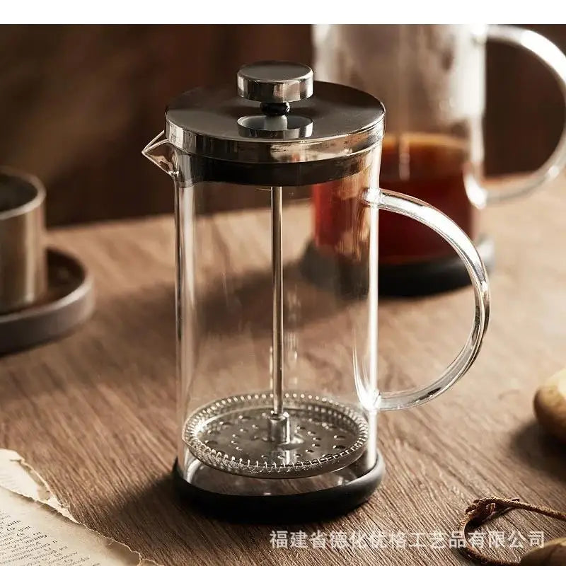 Cafetière à Piston "French Press" en Verre et Inox avec Manche en Chêne - Service à Thé et Café Maison