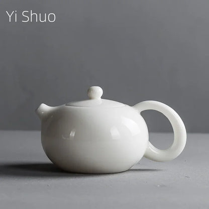 Théière TieGuanYin en céramique blanche, porcelaine de Jade, artisanat fait main