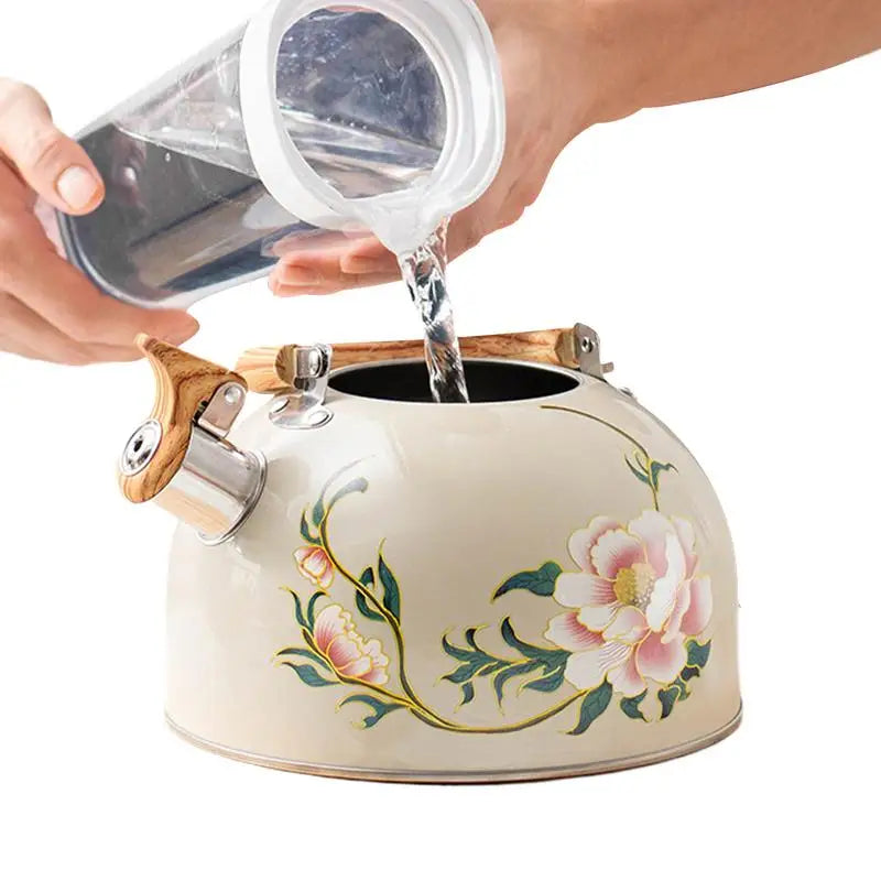 Théière Vintage Sifflante 3L en Acier Inoxydable - Bouilloire Élégante pour Cuisine