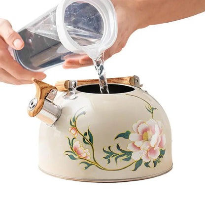 Théière Vintage Sifflante 3L en Acier Inoxydable - Bouilloire Élégante pour Cuisine
