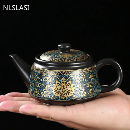 Théière Chinoise Jingdezhen en Porcelaine Noire Vintage - 240ml