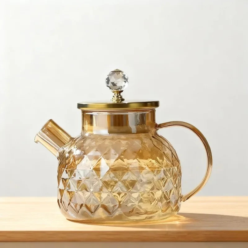 Pichet à Théière en Verre Borosilicate avec Infuseur - 1.8L pour Tisane et Eau Froide