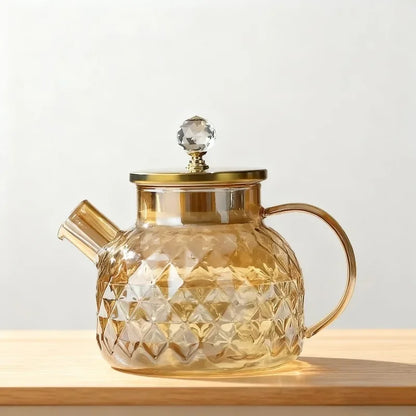 Pichet à Théière en Verre Borosilicate avec Infuseur - 1.8L pour Tisane et Eau Froide