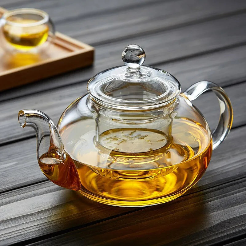 Théière en Verre Résistante à la Chaleur - 400ml, avec Infuseur pour Thés Kung Fu