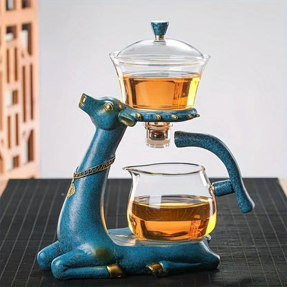 Service à Thé Kung Fu Automatique en Verre Design Cerf avec Infuseur