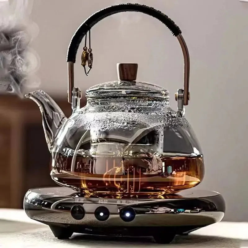 Théière en Verre Double Usage : Vapeur & Ébullition, Résistante Haute Température