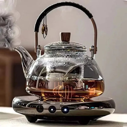 Théière en Verre Double Usage : Vapeur & Ébullition, Résistante Haute Température