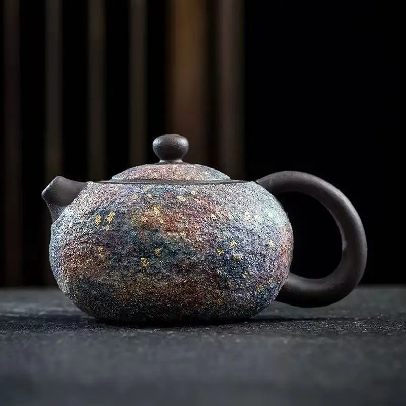 Théière Chinoise Jianzhan Faite Main - Design Rétro Xishi en Céramique Colorée