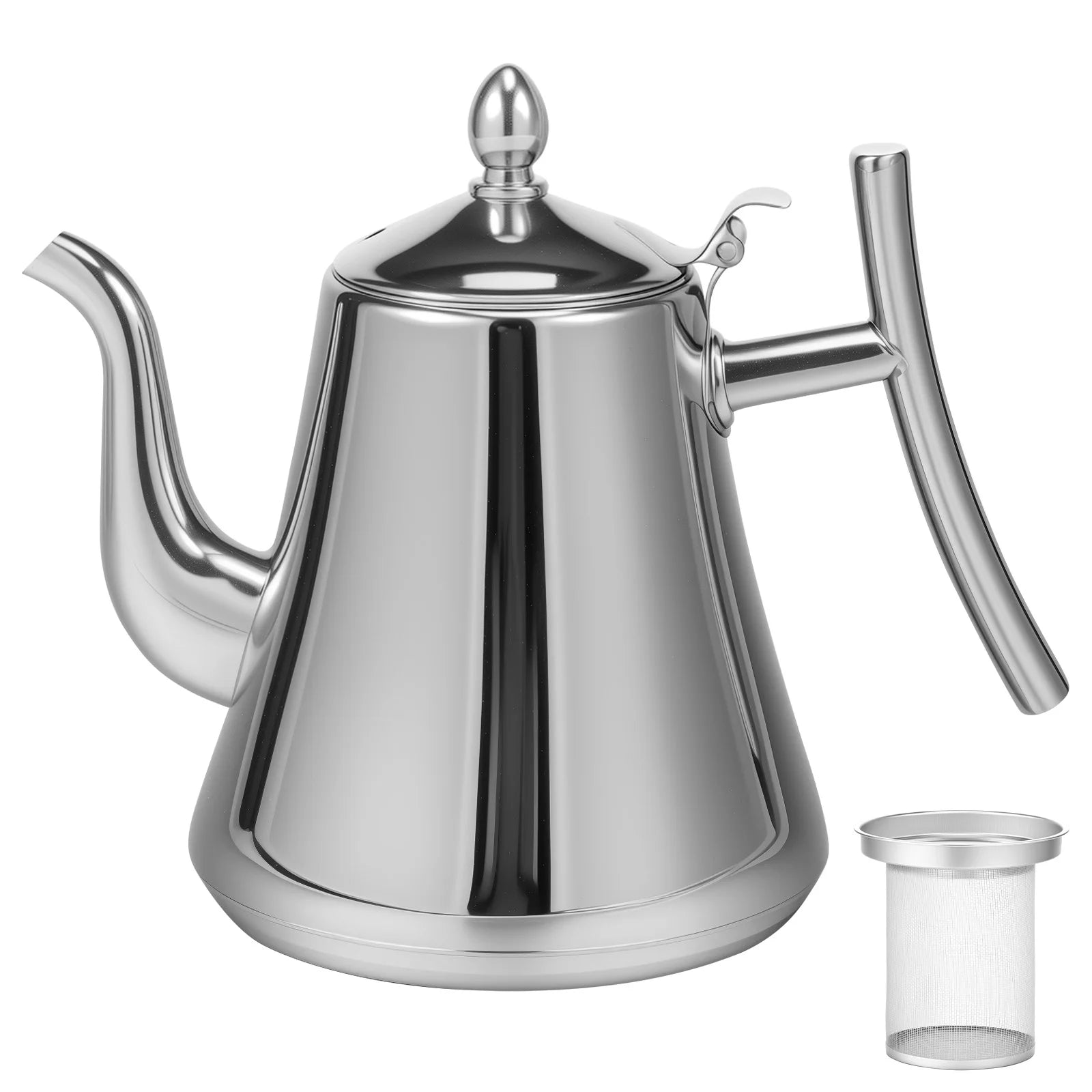 Théière Inox 2L avec Passoire Amovible - Idéale pour Thé Kung Fu, Puer & Oolong