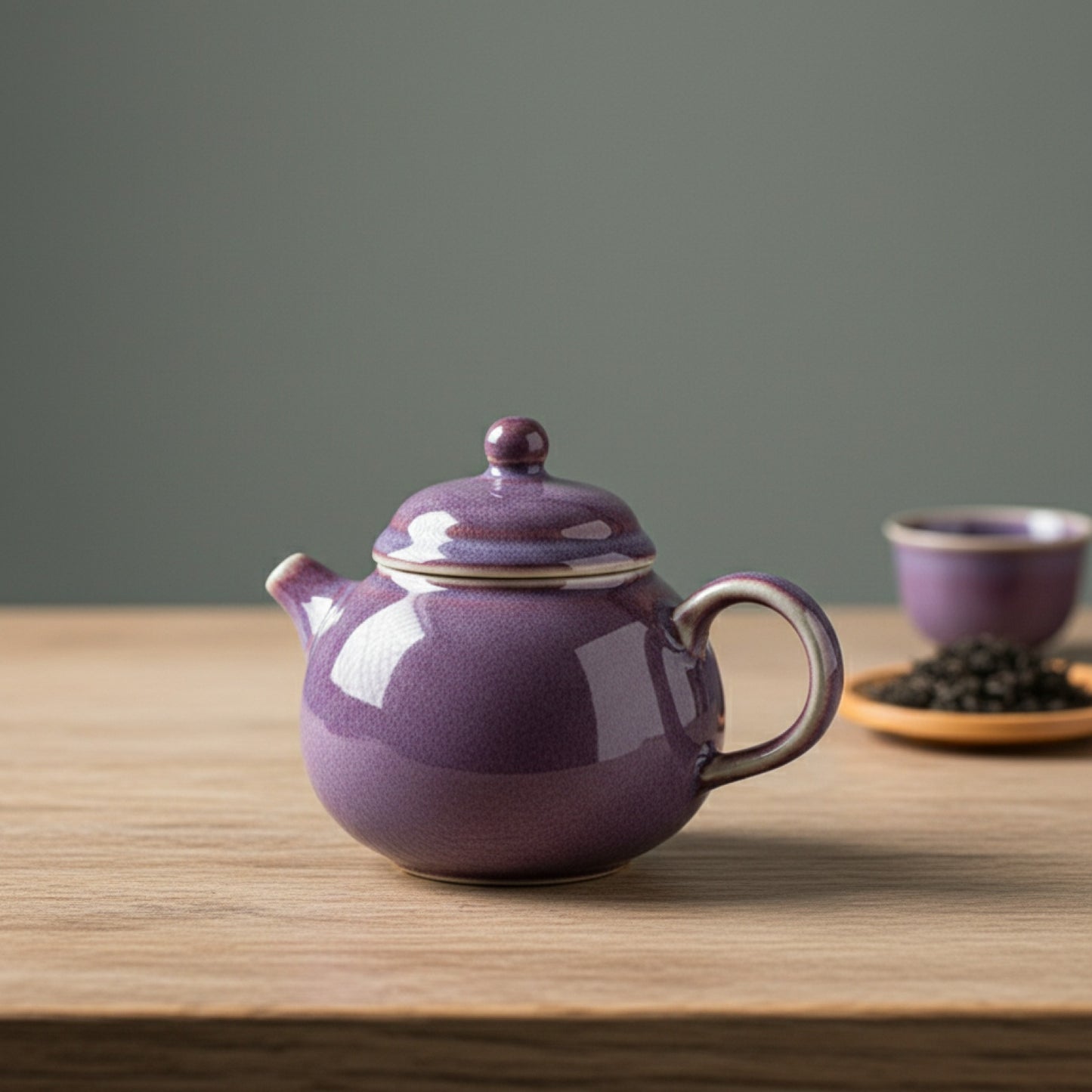 Théière artisanale violette Ru avec infuseur et passoire - Idéale pour thé Puer
