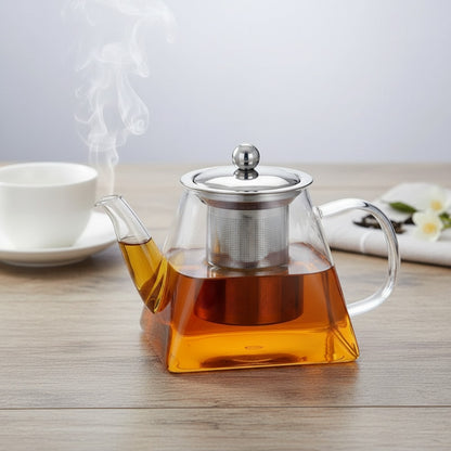 FOME Bouilloire à Thé en Verre Borosilicate avec Infuseur Amovible