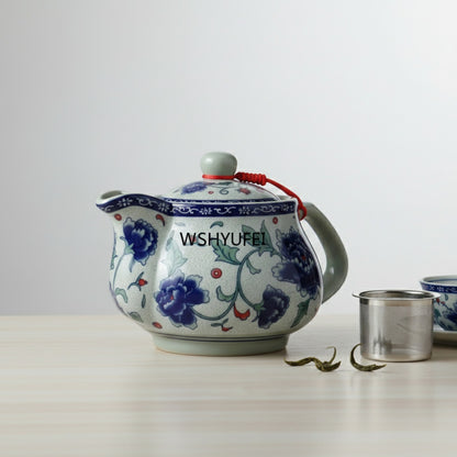 Grande Théière en Céramique Bleue et Blanche Jingdezhen - 260ml à 1000ml