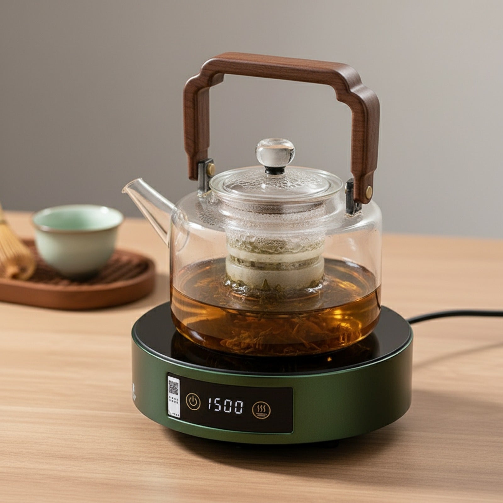Théière en Verre 1300ML JUSTINLAU avec Infuseur et Bouilloire - Idéale pour Service Kung Fu et Poêle Électrique