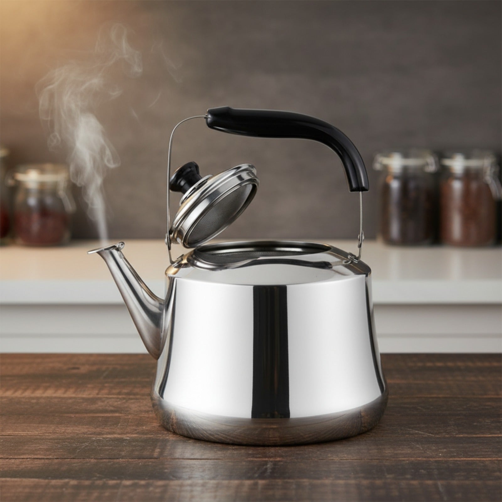 Bouilloire Sifflante 1L en Acier Inoxydable avec Filtre et Poignée Ergonomique