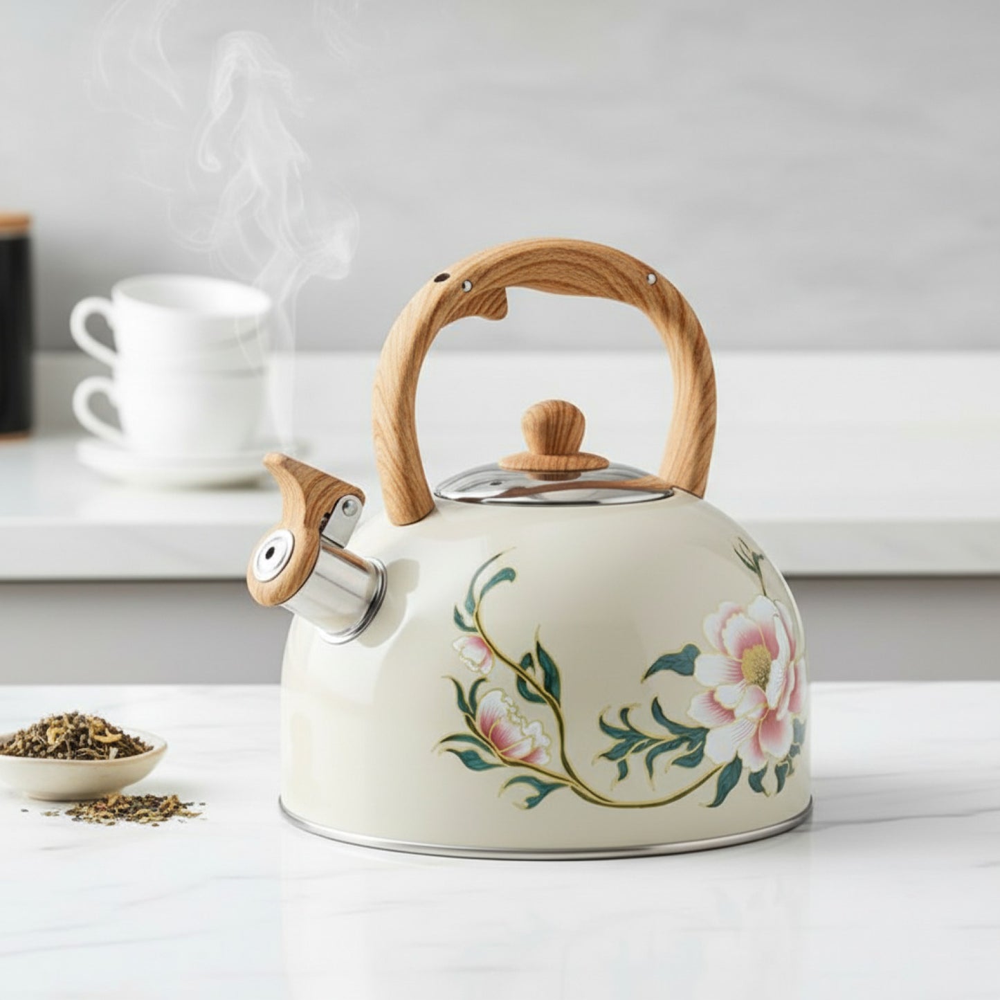 Théière Vintage Sifflante 3L en Acier Inoxydable - Bouilloire Élégante pour Cuisine