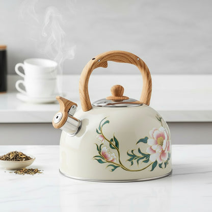 Théière Vintage Sifflante 3L en Acier Inoxydable - Bouilloire Élégante pour Cuisine