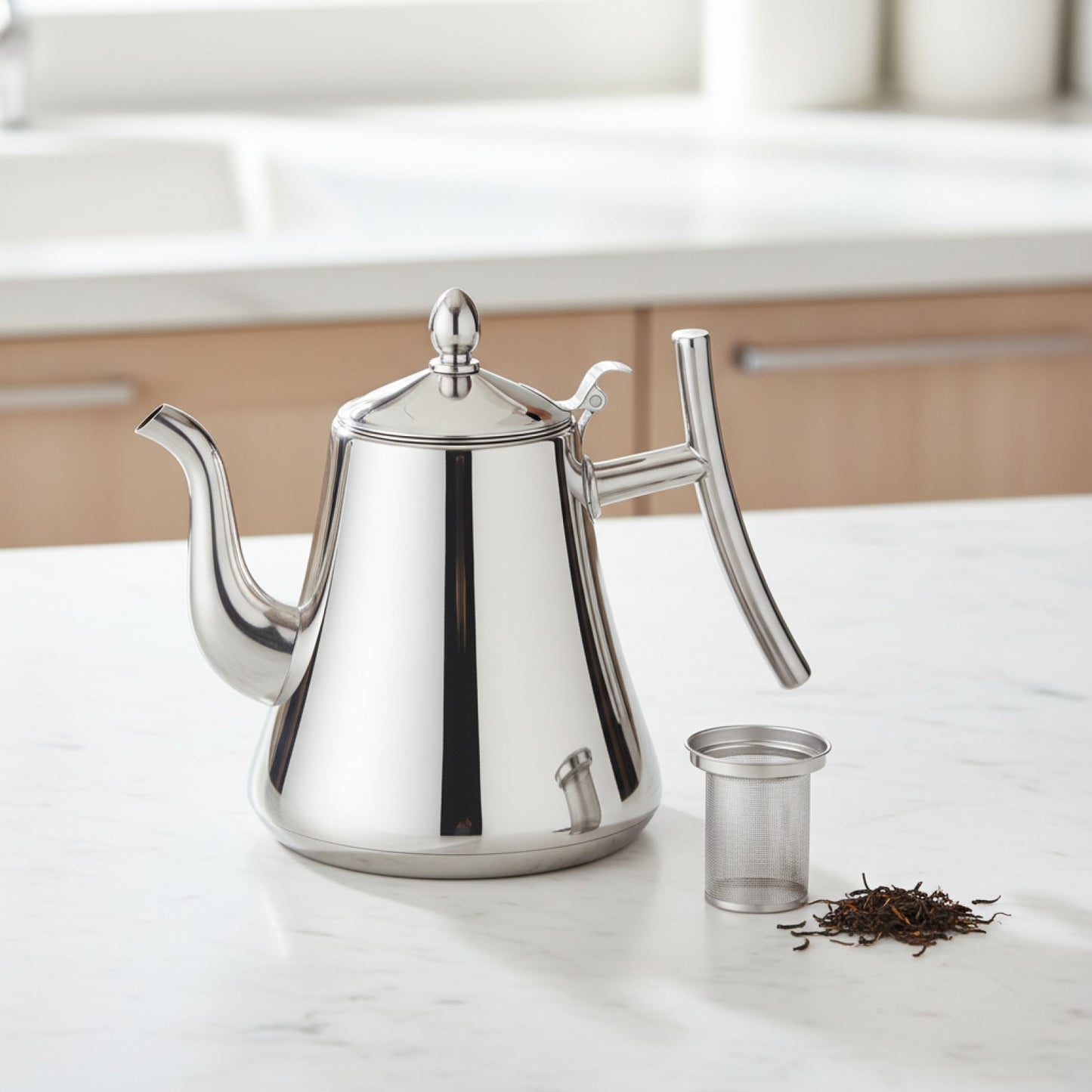 Théière Inox 2L avec Passoire Amovible - Idéale pour Thé Kung Fu, Puer & Oolong