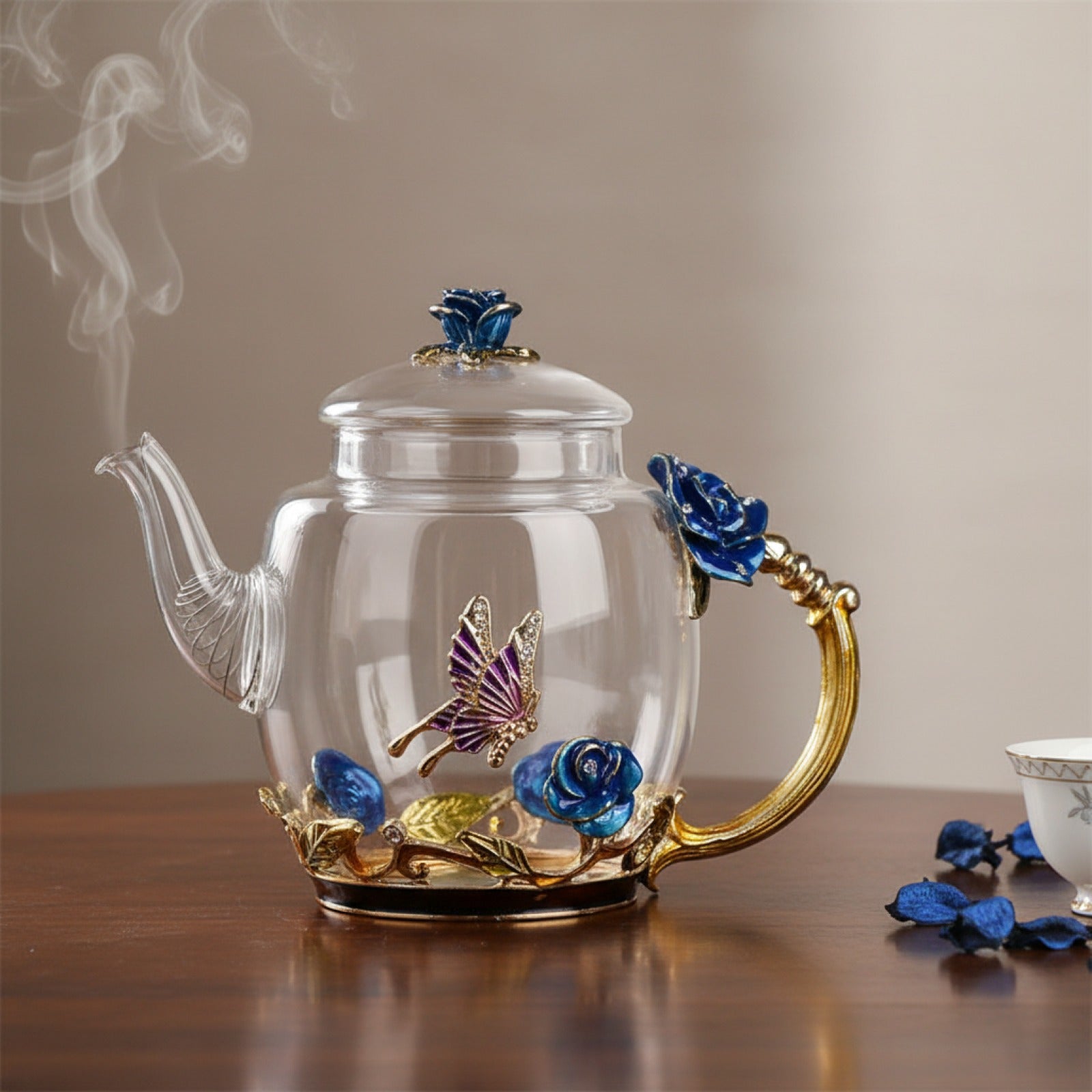 Théière en Émail Créative Peinte à la Main - Verre Résistant à la Chaleur pour Infusions et Kung Fu