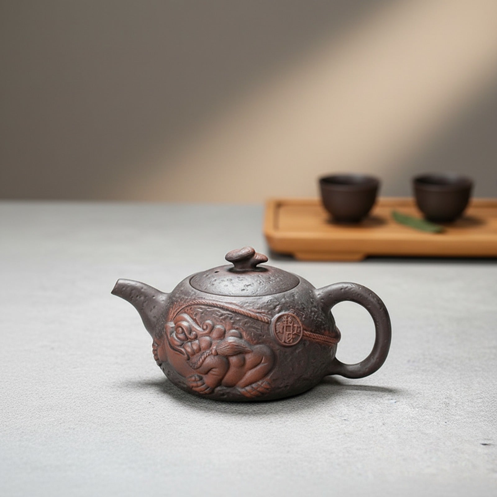 Théière Crapaud Jianshui en Poterie Violette - Artisanat Peint à la Main pour Service à Thé Kung Fu