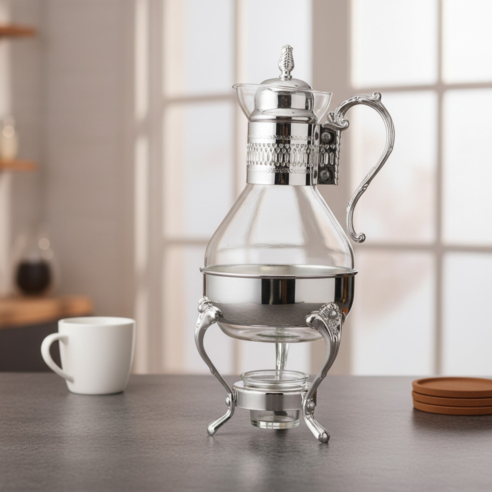 Théière en Verre Élégante avec Chauffage - Idéale pour Thé, Tisanes et Infusions