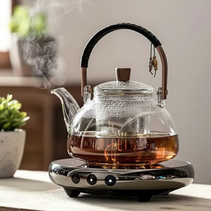 Théière en Verre Double Usage : Vapeur & Ébullition, Résistante Haute Température