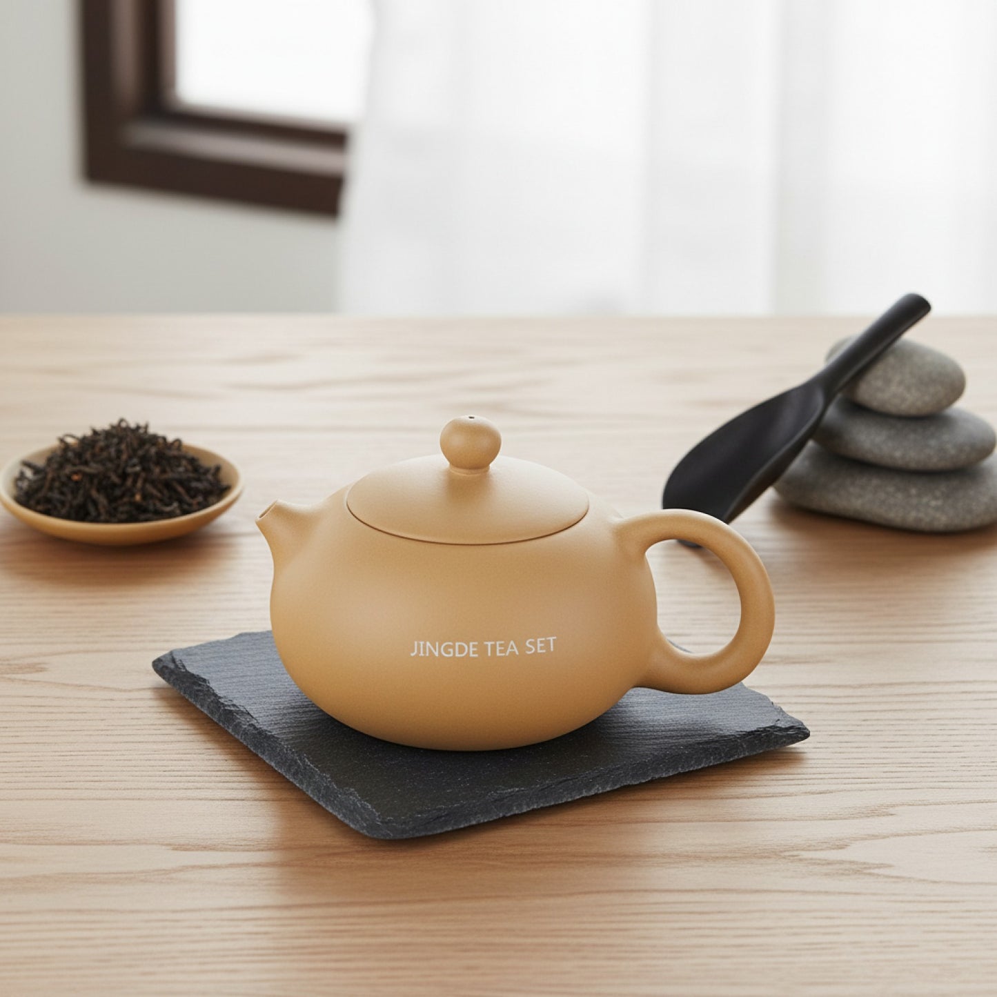 Théière artisanale en céramique noire - Design créatif, infuseur inclus