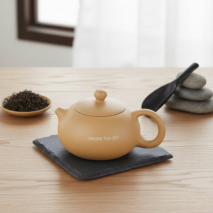 Théière artisanale en céramique noire - Design créatif, infuseur inclus