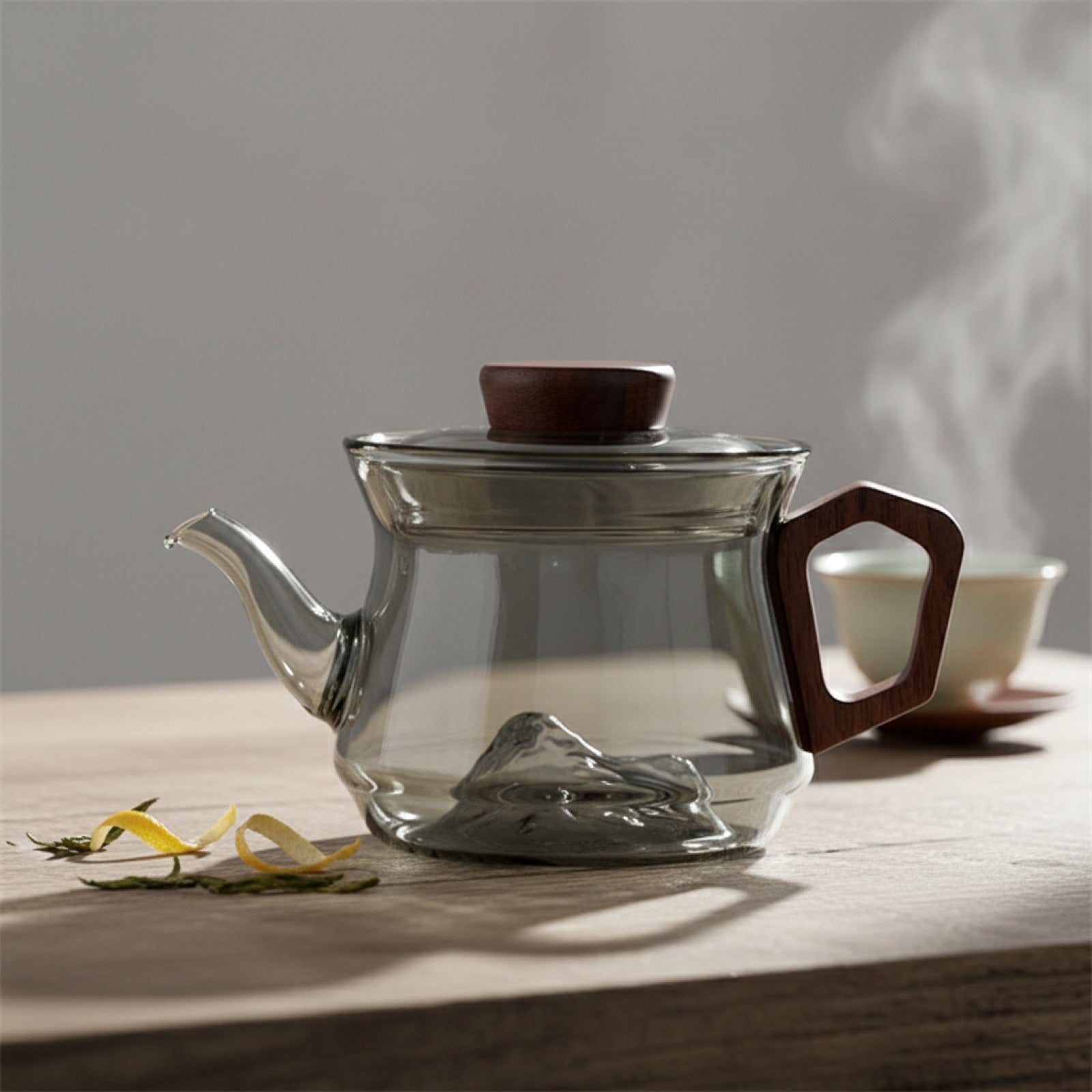 Petite Théière en Verre 300ml avec Manche en Bois - Idéale pour Infusion Personnelle