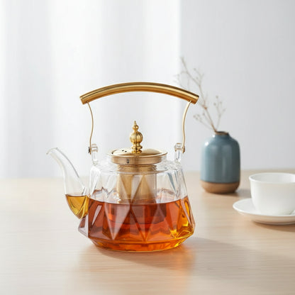 Théière en Verre Résistante à la Chaleur avec Infuseur - Idéale pour le Thé et le Gaiwan