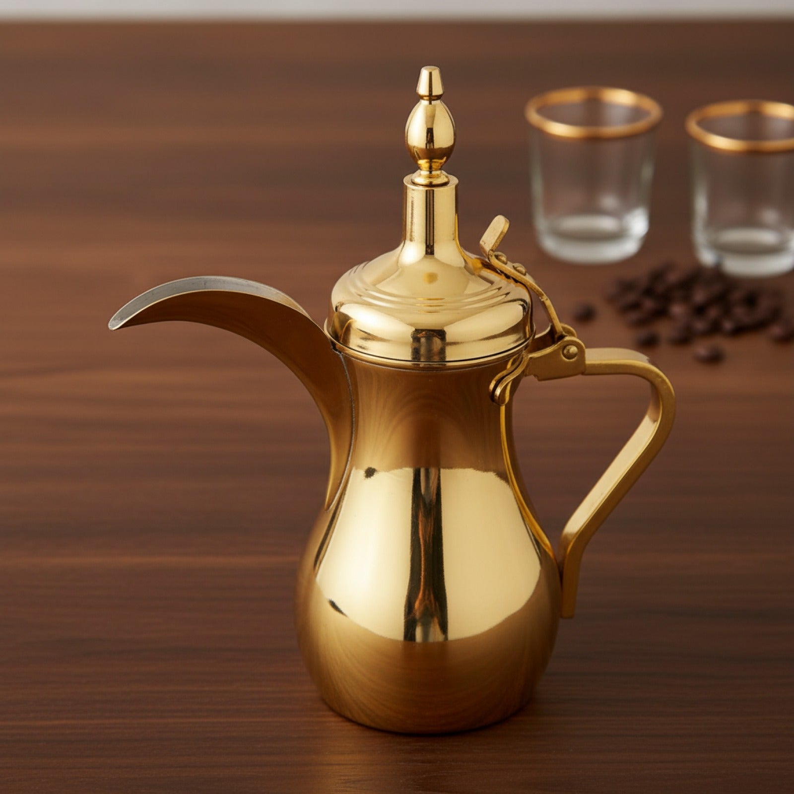 Cafetière Arabe Dorée en Acier Inoxydable - Théière à Longue Bouche 500ml