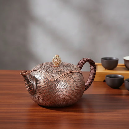 Bouilloire Artisanale en Cuivre - Théière Vintage pour Service à Thé Kung Fu