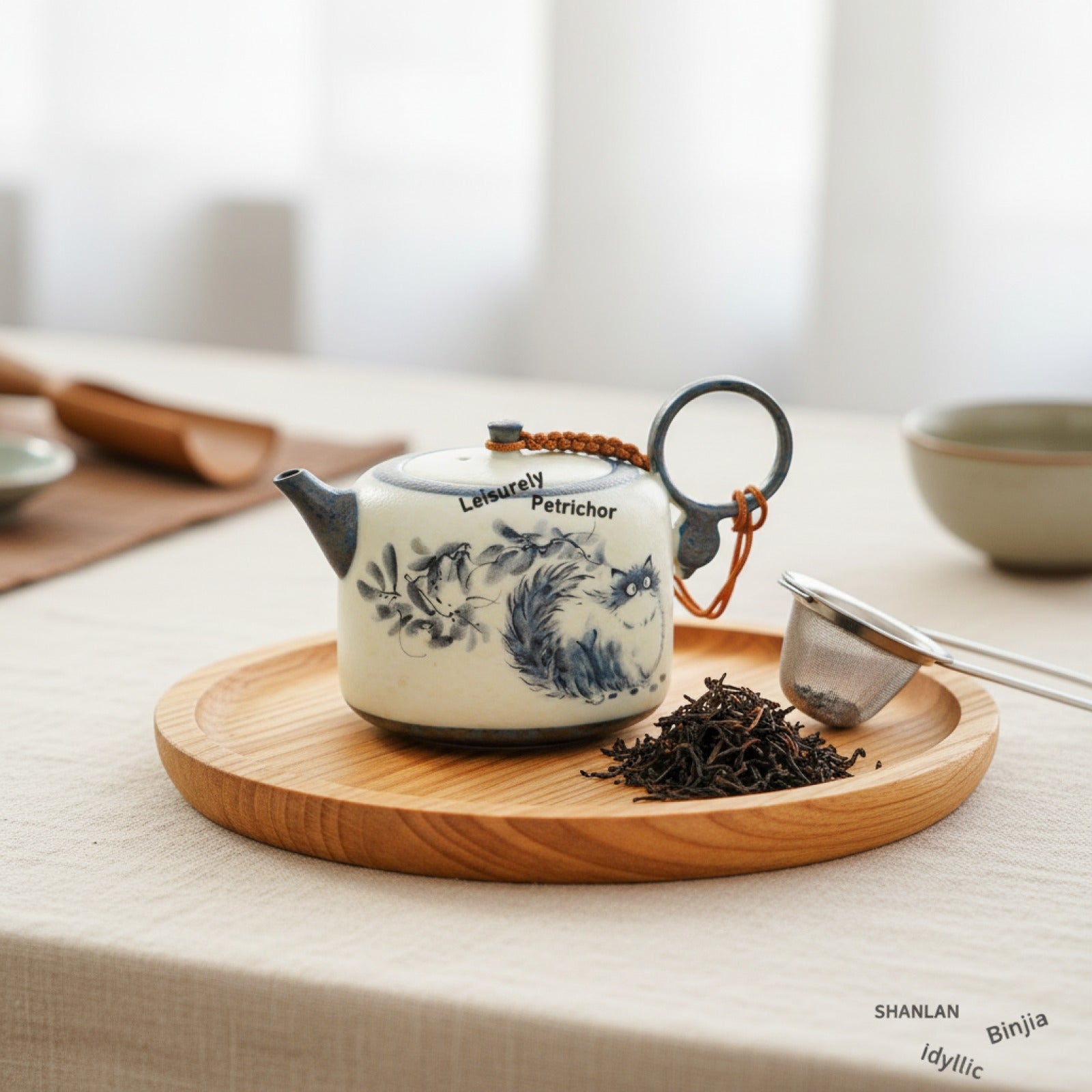 Théière en forme de chat peinte à la main de 102ml, infuseur à thé ancien, bouilloire à thé domestique avec filtre, fournitures artisanales pour boissons Dahongpao