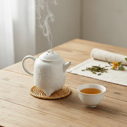 Théière Céramique Faite Main 3 Pieds - Glaçure Cendrée, Pot Kung Fu Esthétique pour 1 Personne