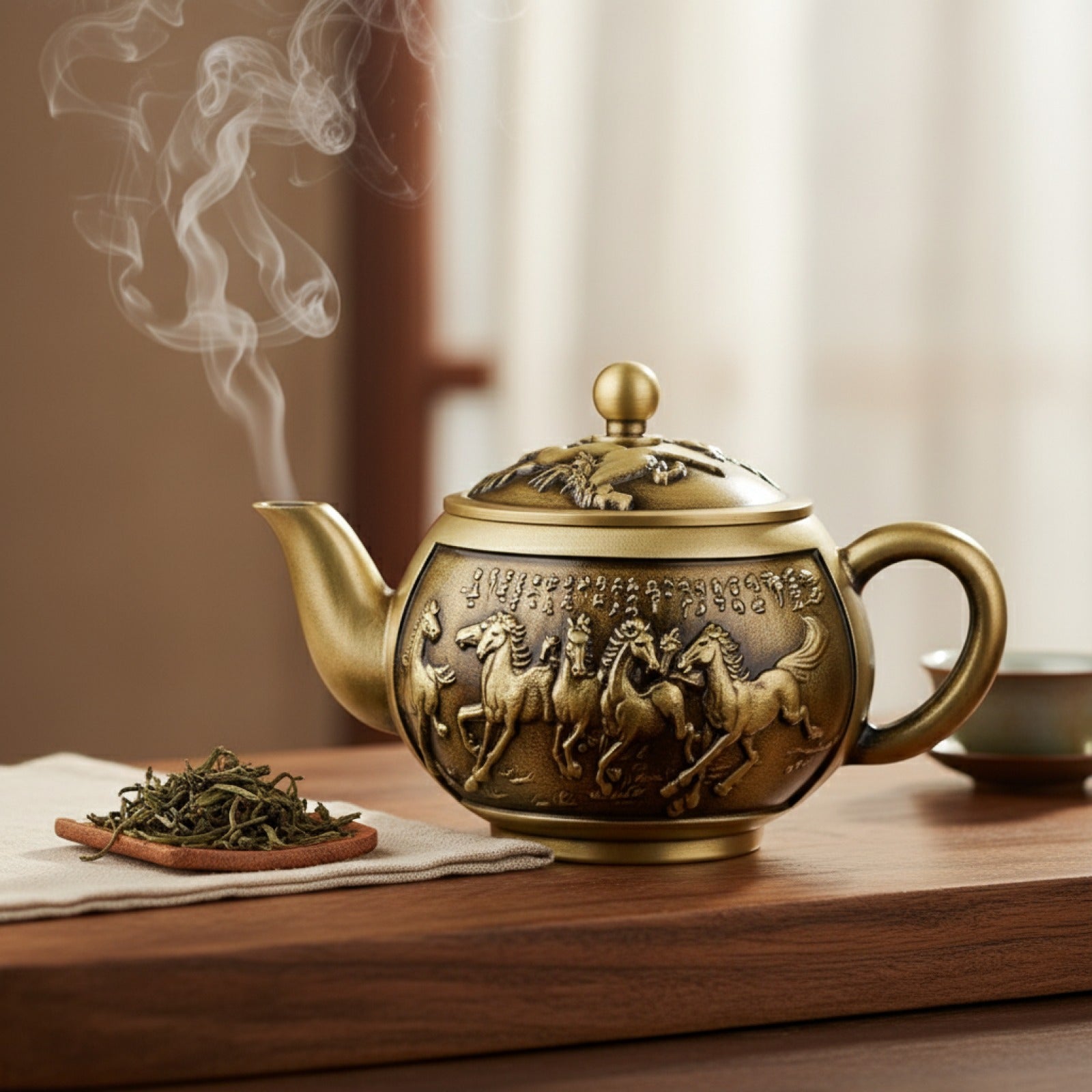 Théière Chinoise Vintage en Cuivre - Service à Thé Kung Fu Résistant à la Chaleur