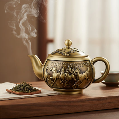 Théière Chinoise Vintage en Cuivre - Service à Thé Kung Fu Résistant à la Chaleur