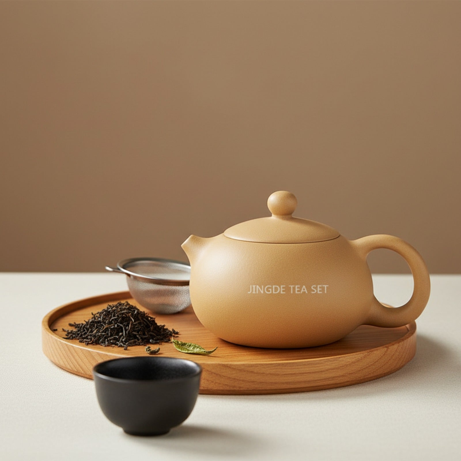 Théière artisanale en céramique noire - Design créatif, infuseur inclus