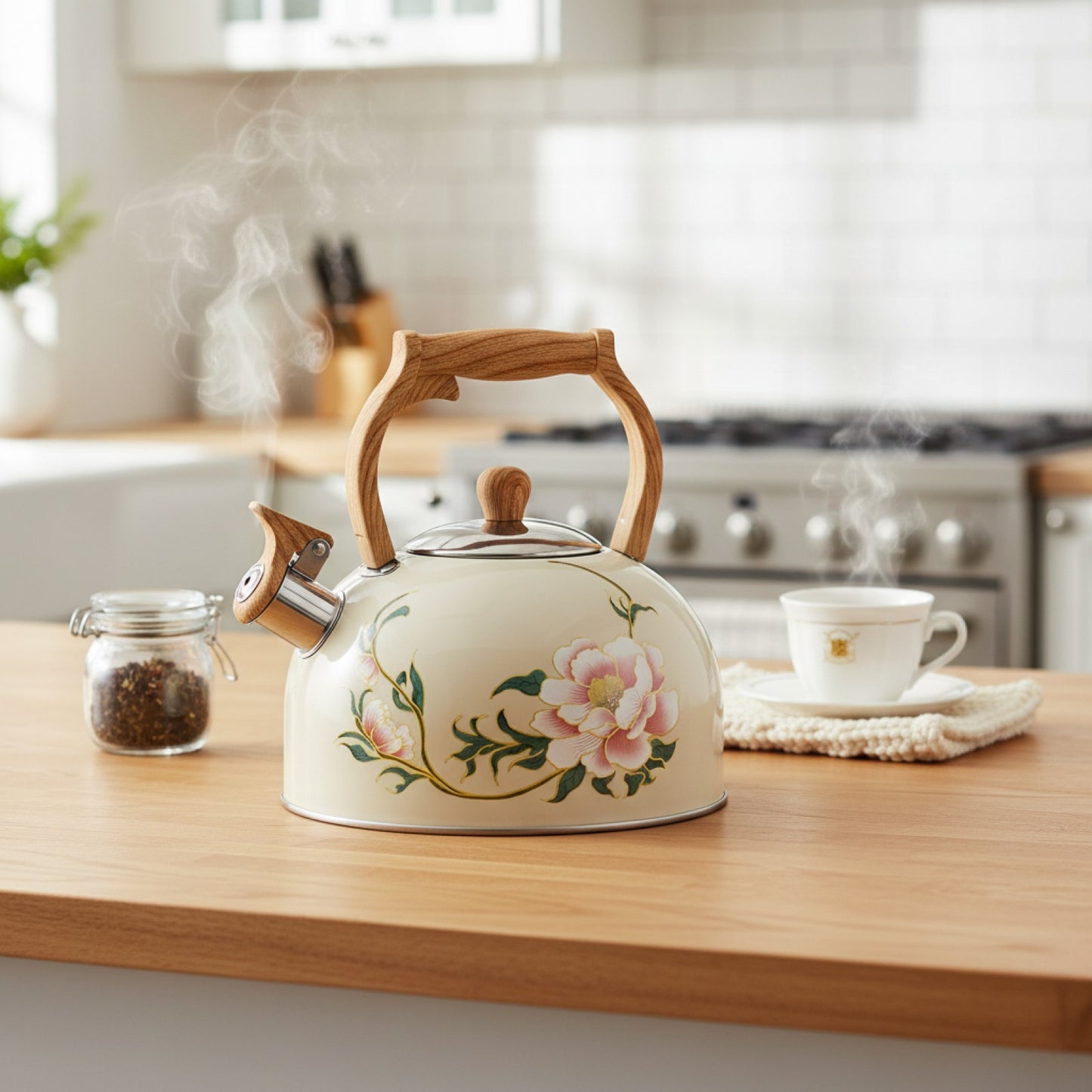 Théière Vintage Sifflante 3L en Acier Inoxydable - Bouilloire Élégante pour Cuisine