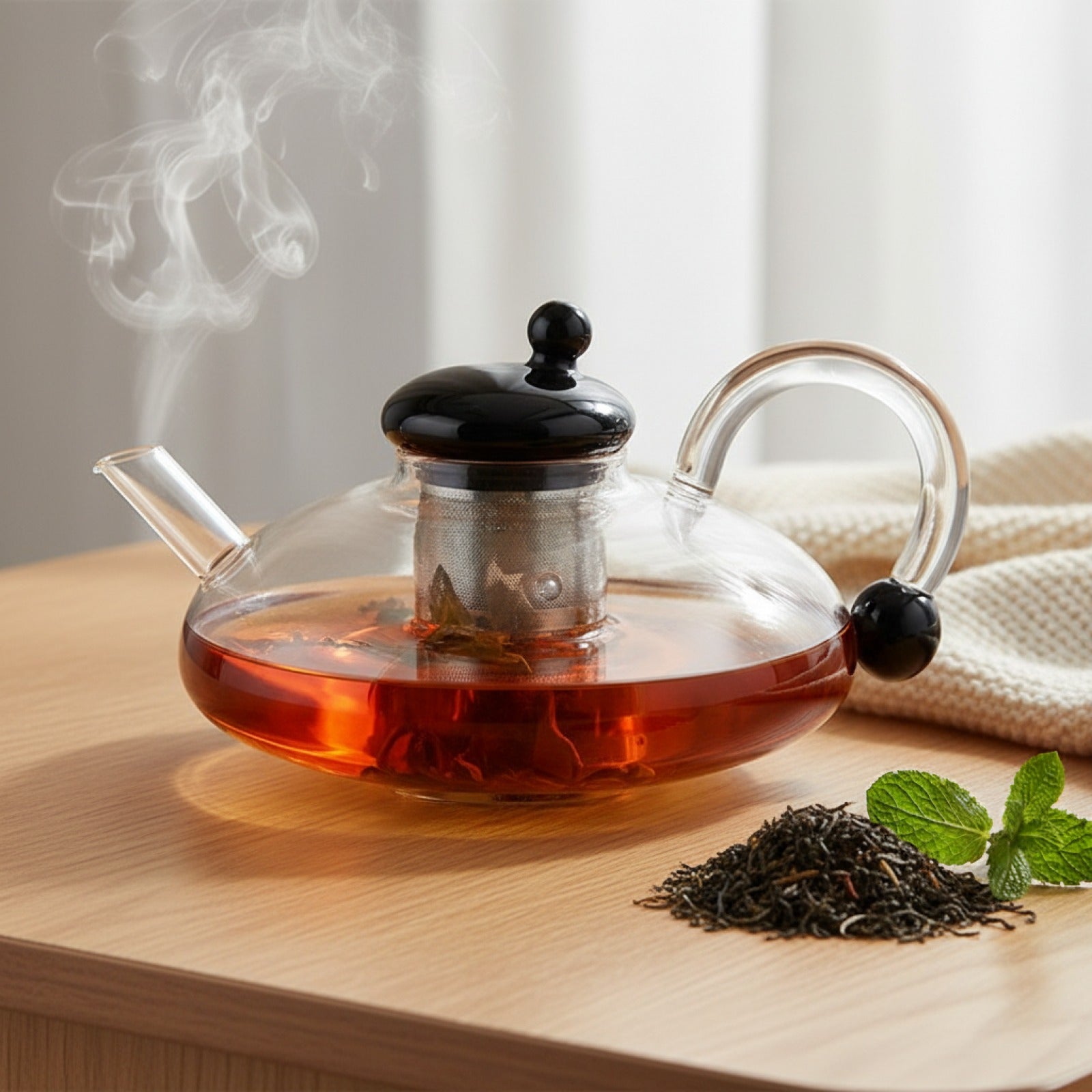 Théière créative en verre 700ml avec filtre - Résistante à la chaleur